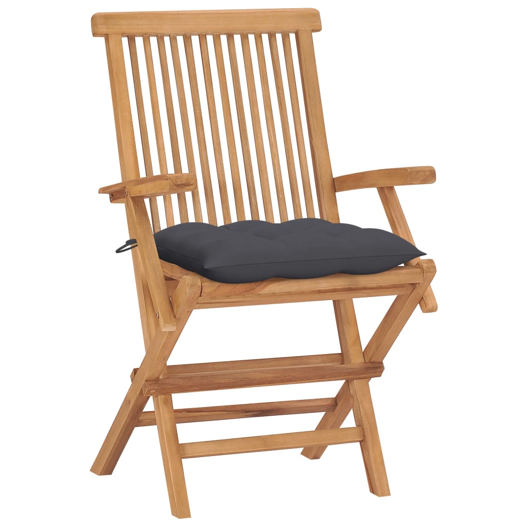 Chaises de jardin et coussins anthracite lot de 4 Bois de teck