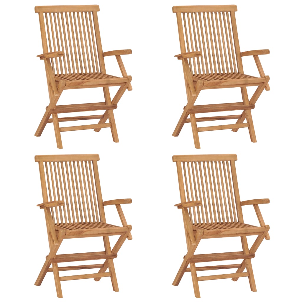 Chaises de jardin et coussins anthracite lot de 4 Bois de teck