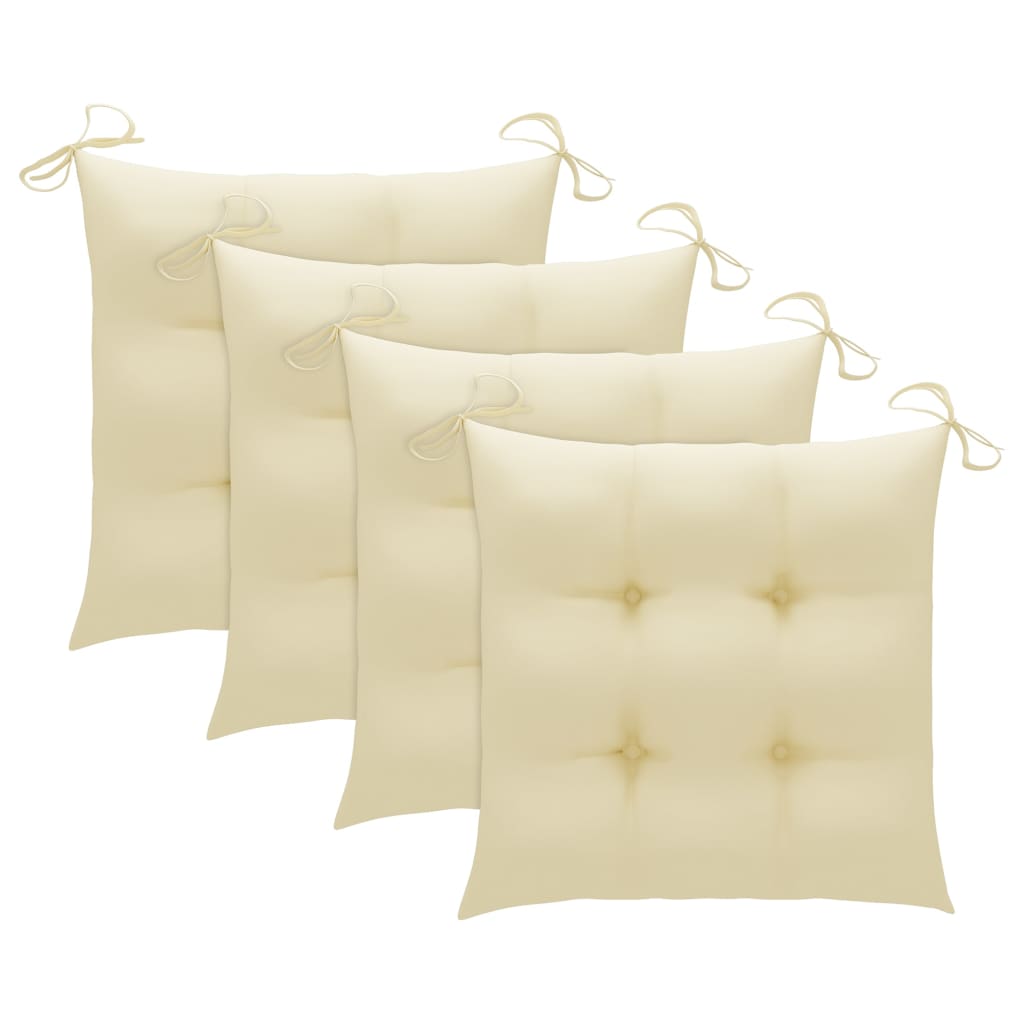 Chaises de jardin et coussins blanc crème lot de 4 Teck massif