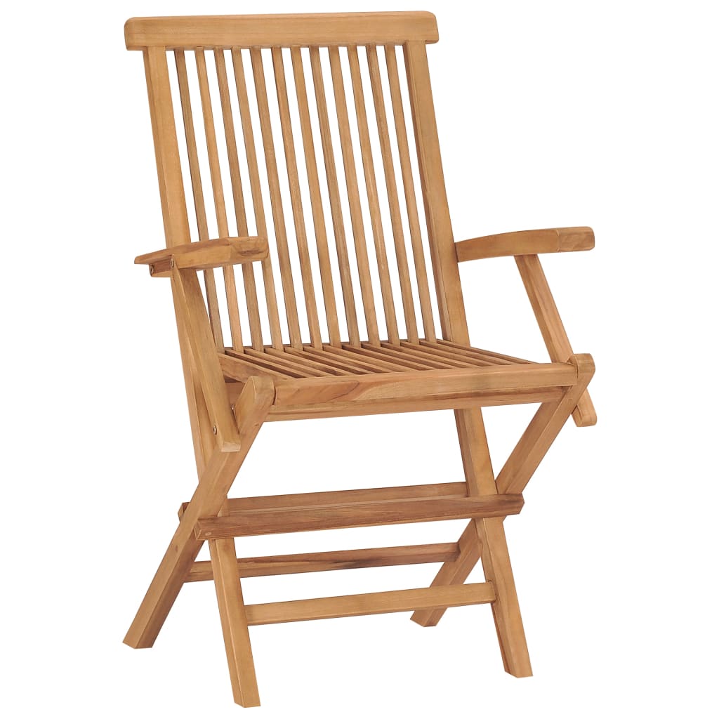 Chaises de jardin et coussins beige lot de 4 Bois teck massif