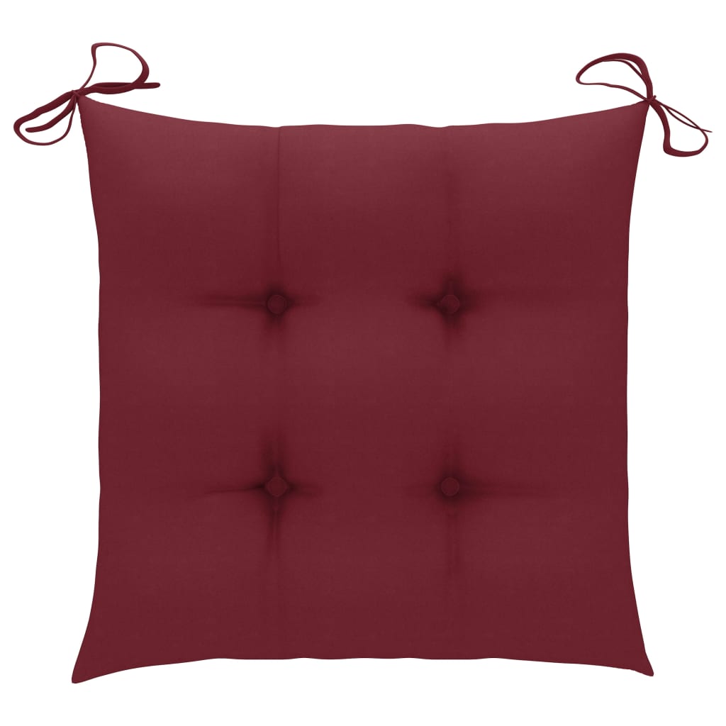 Chaises de jardin avec coussins rouge bordeaux lot de 4 Teck