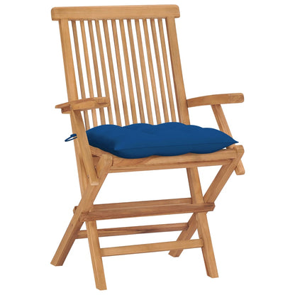 Chaises de jardin et coussins bleu lot de 4 Bois de teck massif