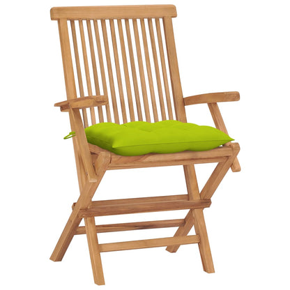 Chaises de jardin avec coussins vert vif lot de 4 Bois de teck