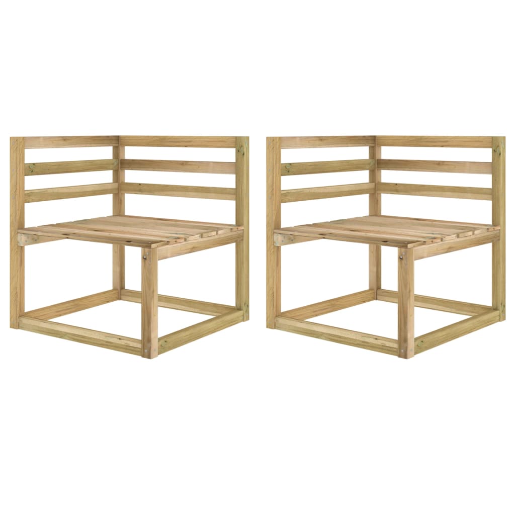 Canapés d'angle palette de jardin 2 pcs Pin imprégné de vert