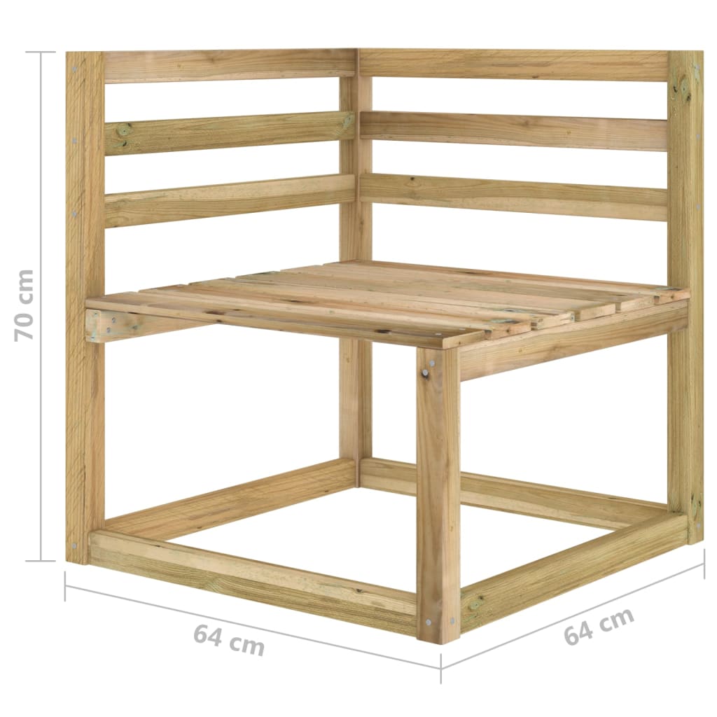 Canapés d'angle palette de jardin 2 pcs Pin imprégné de vert