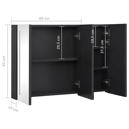 Armoire de salle de bain à miroir LED 89x14x62 cm