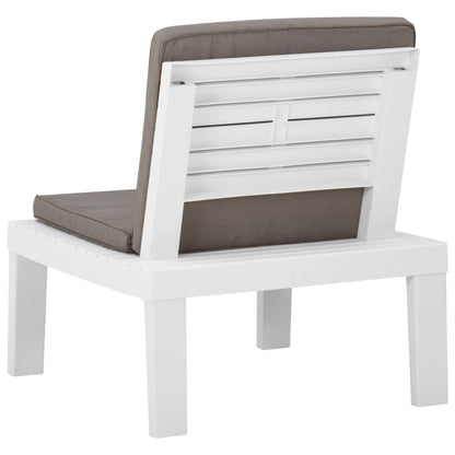 Chaise de salon de jardin avec coussin Plastique Blanc