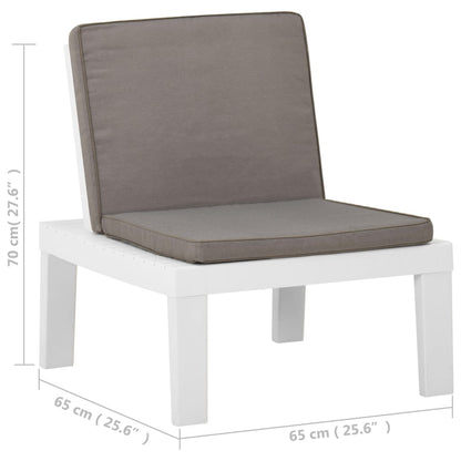 Chaise de salon de jardin avec coussin Plastique Blanc