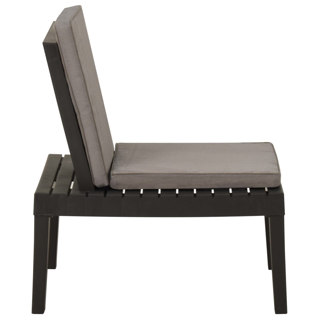 Chaise de salon de jardin avec coussin Plastique Gris