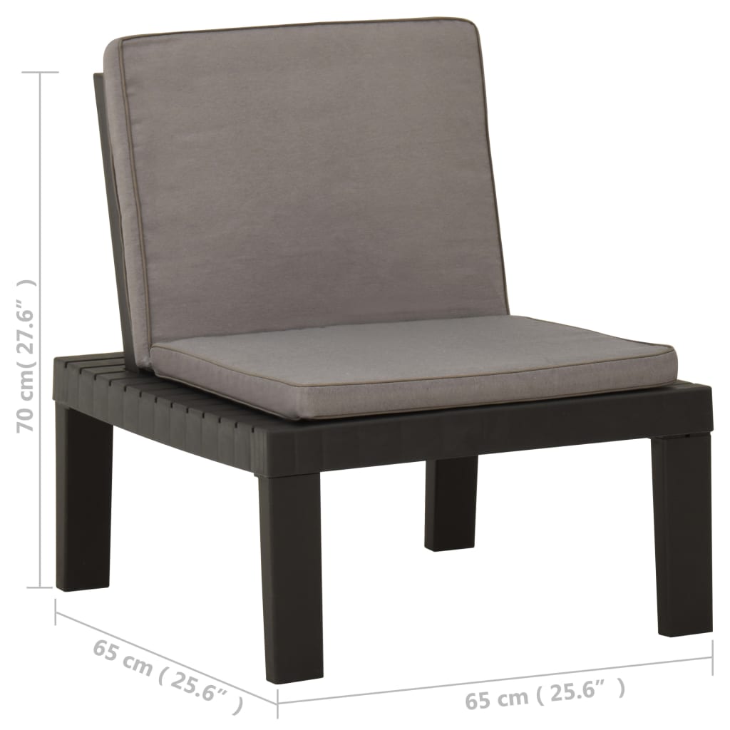 Chaise de salon de jardin avec coussin Plastique Gris