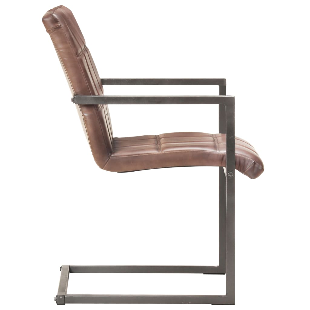 Chaises à manger cantilever lot de 6 marron cuir véritable