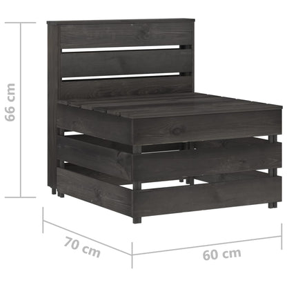 Canapé central palette de jardin gris bois de pin imprégné