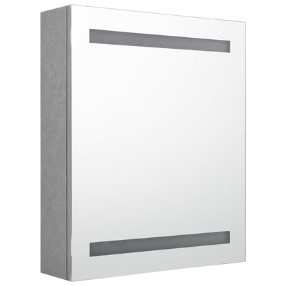 Armoire de salle de bain à miroir LED Gris béton 50x14x60 cm