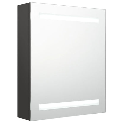 Armoire de salle de bain à miroir LED anthracite 50x14x60 cm