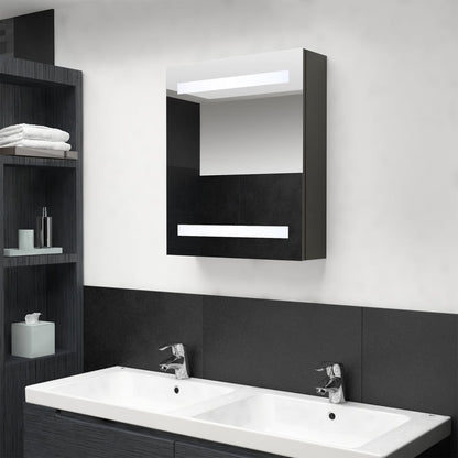 Armoire de salle de bain à miroir LED anthracite 50x14x60 cm