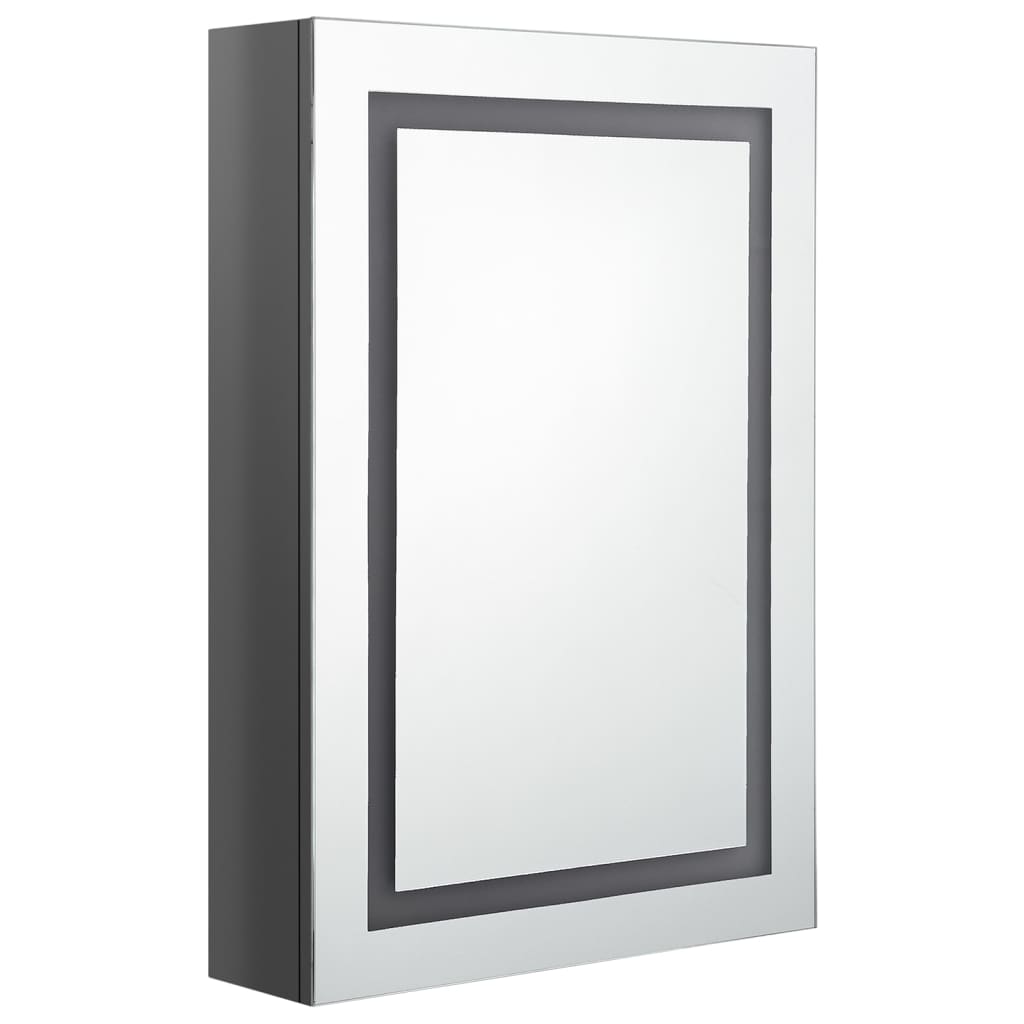 Armoire de salle de bain à miroir LED gris brillant 50x13x70 cm