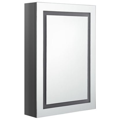 Armoire de salle de bain à miroir LED gris brillant 50x13x70 cm