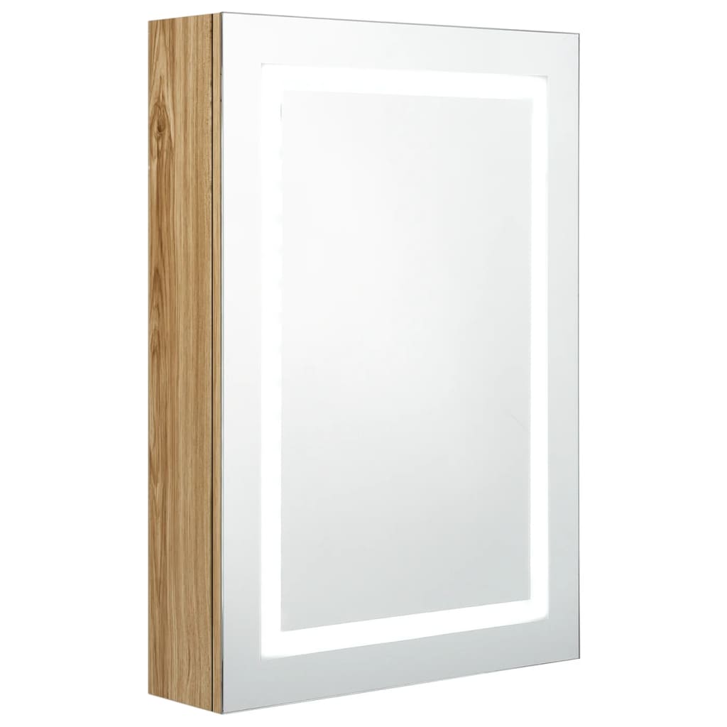 Armoire de salle de bain à miroir LED Chêne 50x13x70 cm