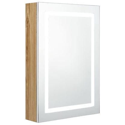 Armoire de salle de bain à miroir LED blanc et chêne 50x13x70cm