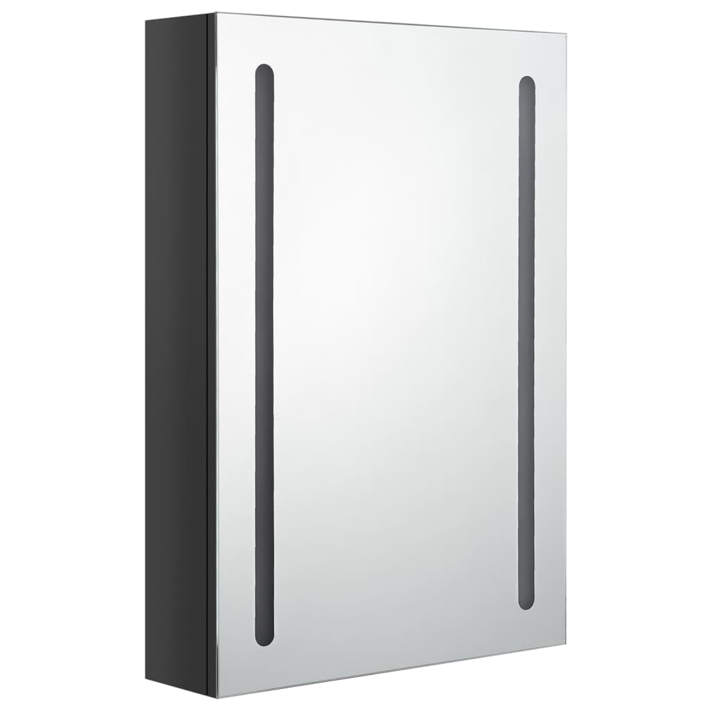 Armoire de salle de bain à miroir LED noir brillant 50x13x70 cm