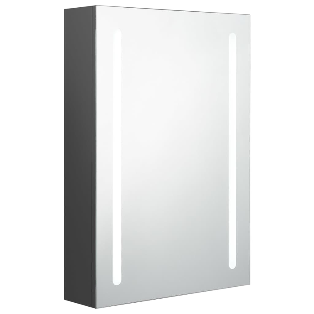 Armoire de salle de bain à miroir LED gris 50x13x70 cm