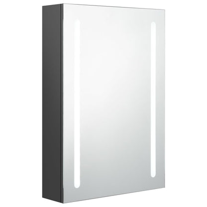 Armoire de salle de bain à miroir LED gris 50x13x70 cm