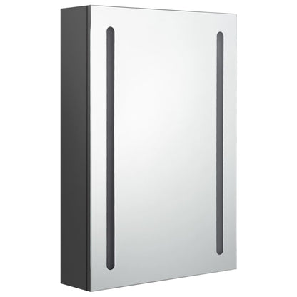 Armoire de salle de bain à miroir LED gris 50x13x70 cm