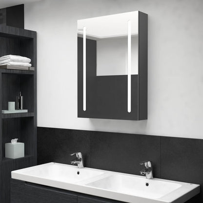 Armoire de salle de bain à miroir LED gris 50x13x70 cm