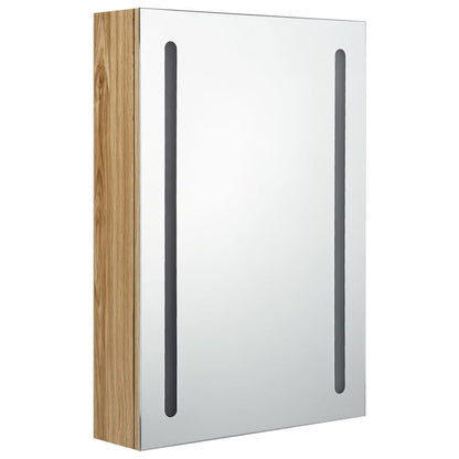 Armoire de salle de bain à miroir LED Chêne 50x13x70 cm