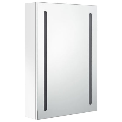 Armoire de salle de bain à miroir LED Blanc brillant 50x13x70cm