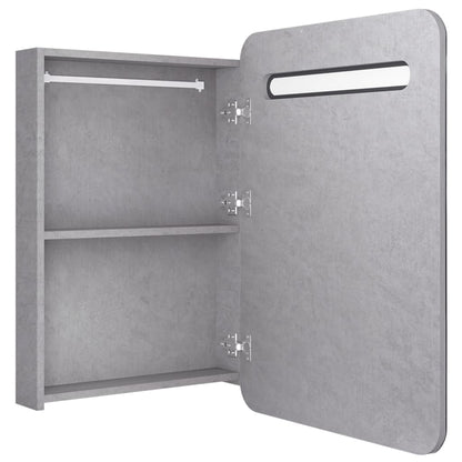 Armoire de salle de bain à miroir LED gris béton 60x11x80 cm