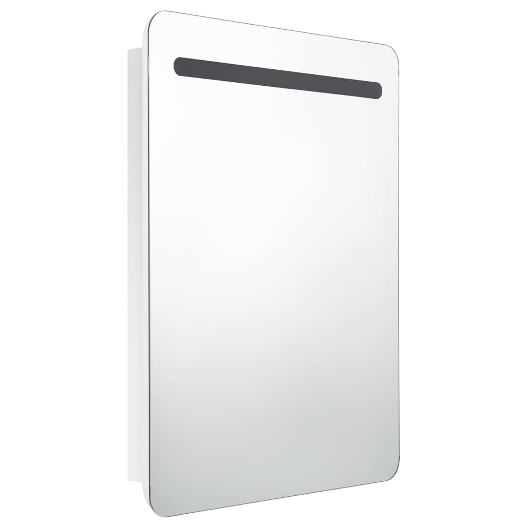 Armoire de salle de bain à miroir LED Blanc brillant 60x11x80cm