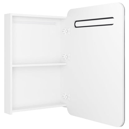 Armoire de salle de bain à miroir LED Blanc brillant 60x11x80cm