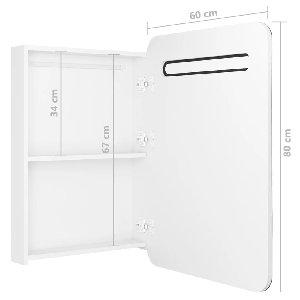 Armoire de salle de bain à miroir LED Blanc brillant 60x11x80cm