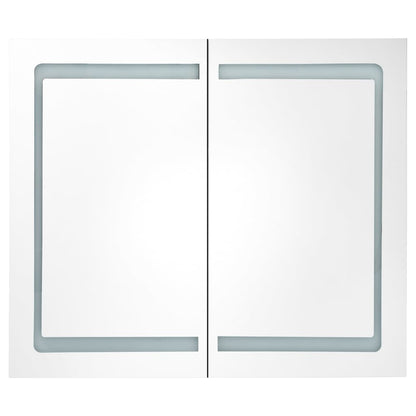 Armoire de salle de bain à miroir LED Gris brillant 80x12x68 cm