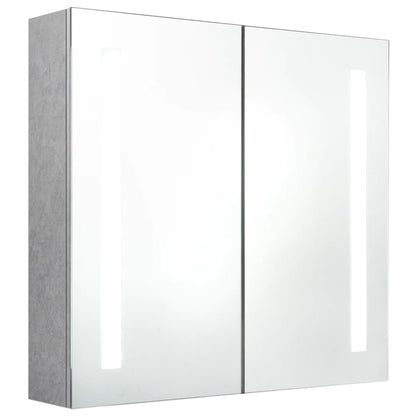 Armoire de salle de bain à miroir LED Gris béton 62x14x60 cm