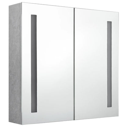 Armoire de salle de bain à miroir LED Gris béton 62x14x60 cm