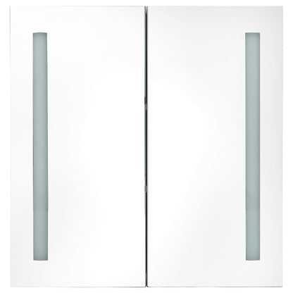 Armoire de salle de bain à miroir LED Gris 62x14x60 cm