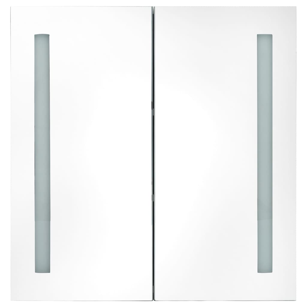 Armoire de salle de bain à miroir LED Gris brillant 62x14x60 cm