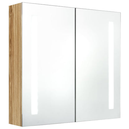 Armoire de salle de bain à miroir LED Chêne 62x14x60 cm