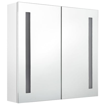 Armoire de salle de bain à miroir LED Blanc brillant 62x14x60cm