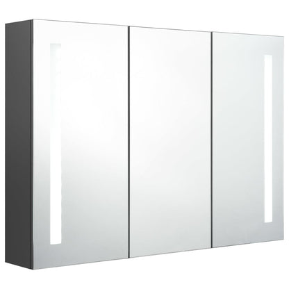 Armoire de salle de bain à miroir LED 89x14x62 cm Gris