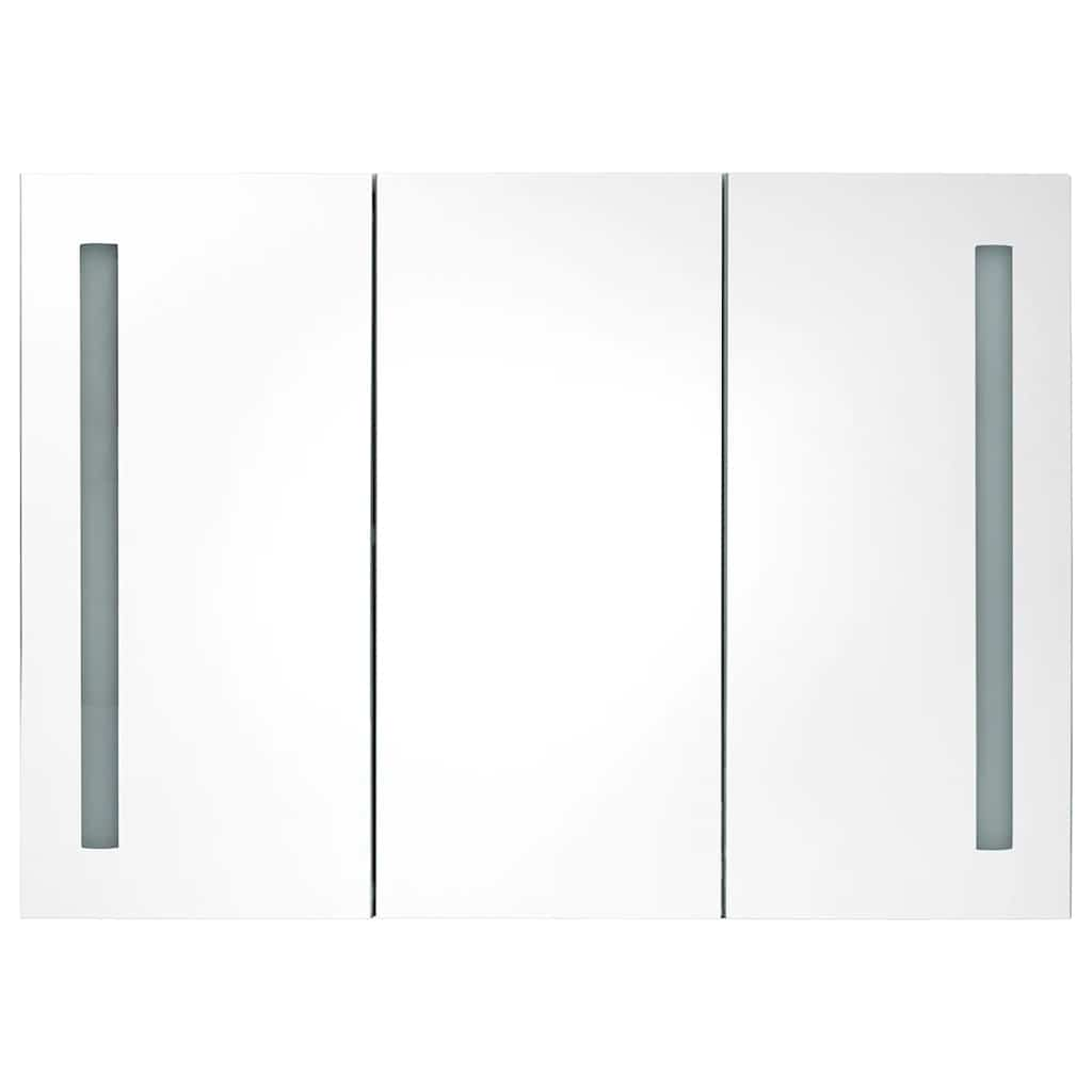 Armoire de salle de bain à miroir LED 89x14x62cm Blanc brillant