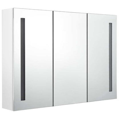 Armoire de salle de bain à miroir LED 89x14x62cm Blanc brillant