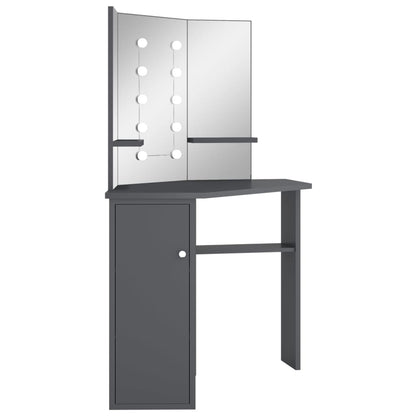 Coiffeuse d'angle avec LED Gris 111x54x141,5 cm