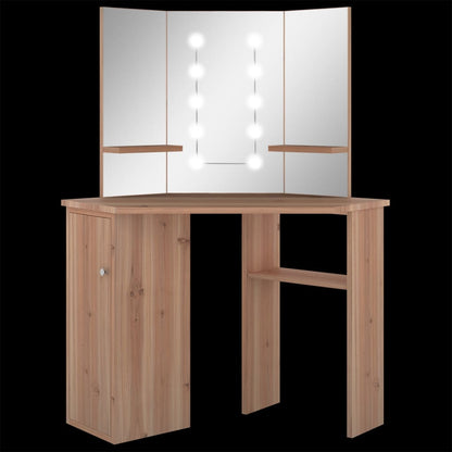 Coiffeuse d'angle avec LED Chêne 111x54x141,5 cm