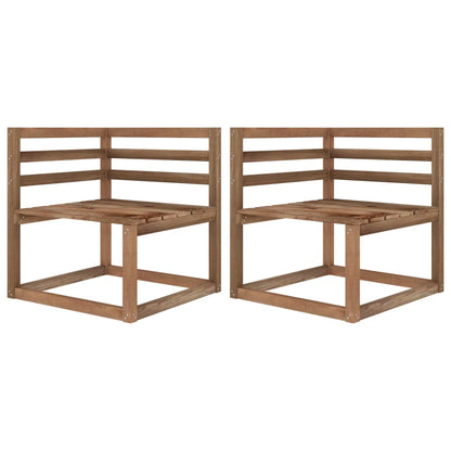 Canapés d'angle palette de jardin 2 pcs Marron Pin imprégné