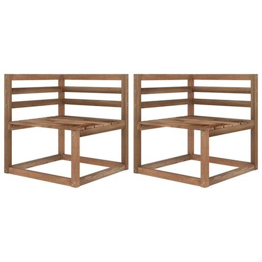 Canapés d'angle palette de jardin 2 pcs Marron Pin imprégné