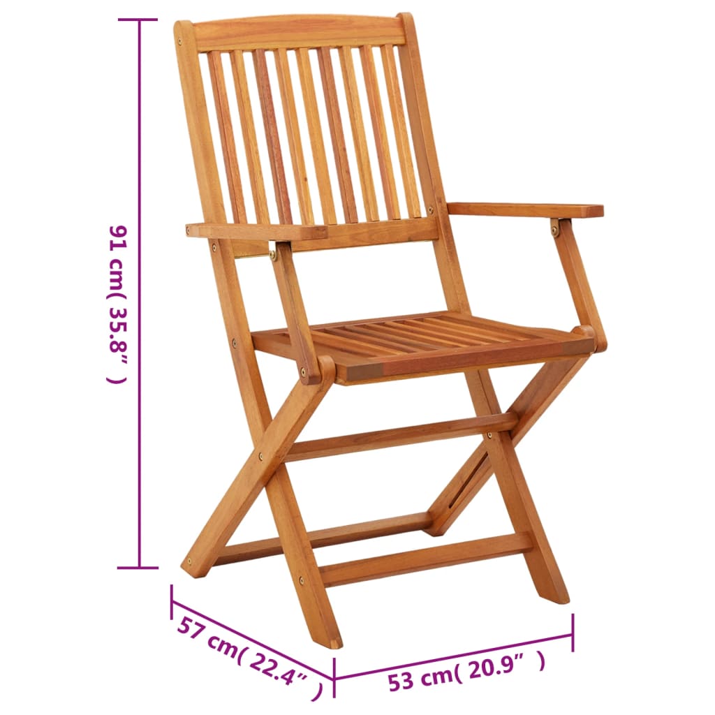 Chaises de jardin pliables lot de 2 Bois d'eucalyptus massif