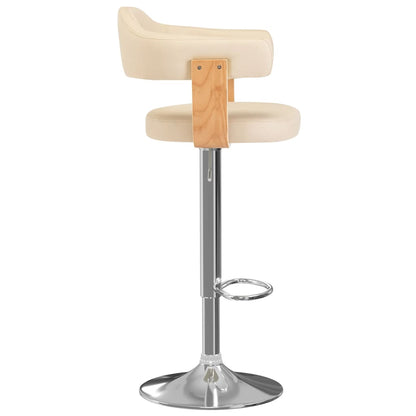 Tabourets de bar lot de 2 crème bois courbé et similicuir